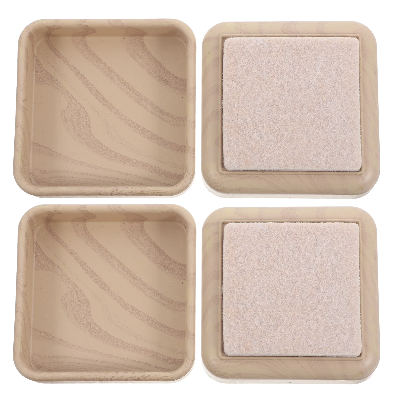 

4 Pcs Wood Grain Floor Mats Chairs Scratch Proof Bed Frame Wheel Stoppers Frames