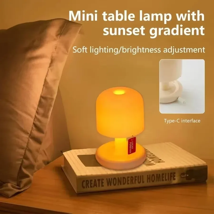 Ambient Light, LED Sunset Lamp Touch Control USB Rechargeable Warm Cute for Bedroom Nightstand Desk Birthday Gift Women Decor