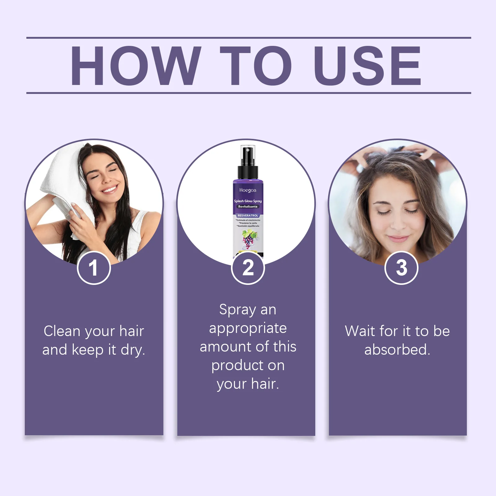 Hoegoa Siero per la crescita dei capelli con vitamina Spray Riduce la perdita Trattamento dei danni al cuoio capelluto Nutriente Riparazioni secche Radici Cura dei capelli Oli essenziali