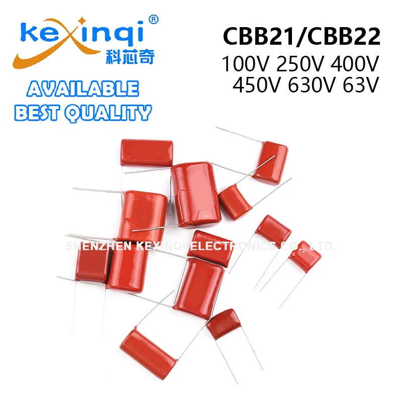 (10pcs) CBB22/21 Capacitor 100V 250V 400V 450V 630V 105J 104J 224J 225J 474J 682J 103J 155J 222J 223J 333J 334J P5 P7.5 P10 P15