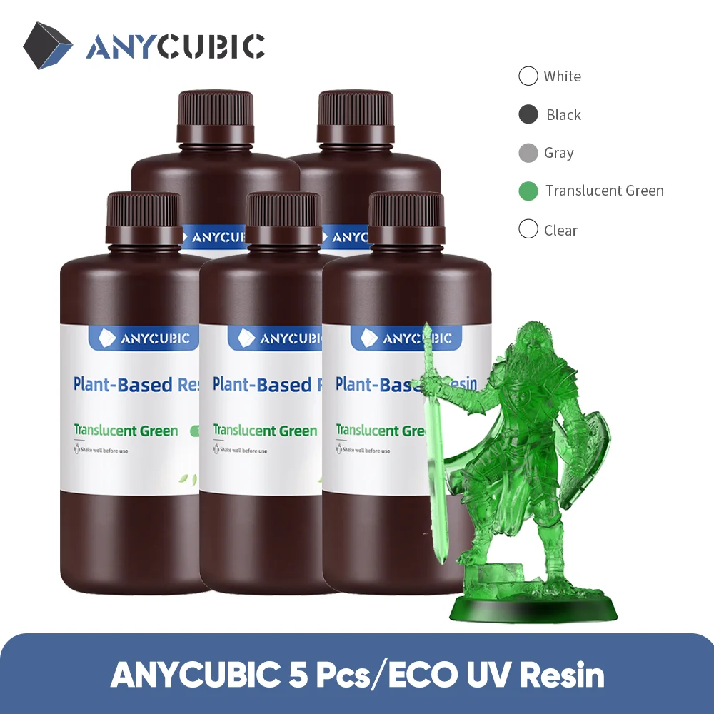 ANYCUBIC 5KG ECO UV Resin For LCD 3D Printer 3D Printing Material Ultralow Odor Without Nasty Chemicals  Plant Based UV Resin