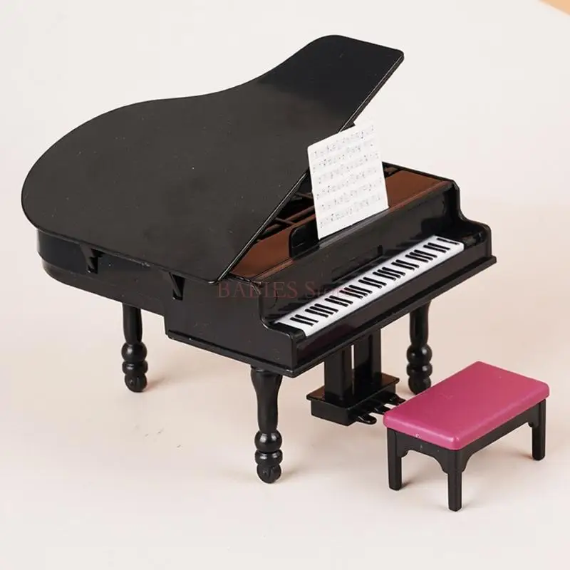 C9GB Educational Dollhouses Miniature Piano Toy Pretend Play Accessories Garden Model Piano Model Role Play