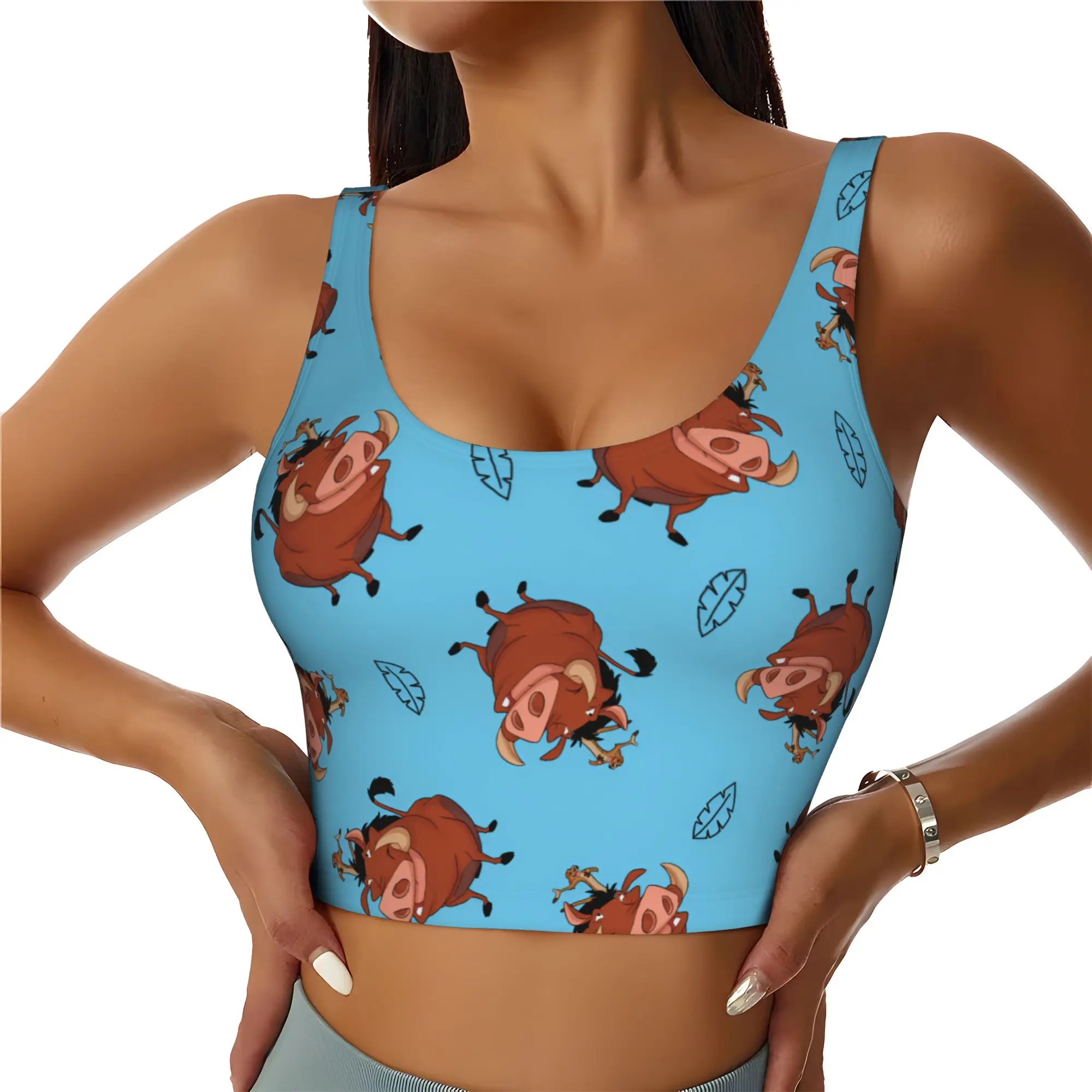 Custom Liones Anime Kinges Workout Crop Tank Tops Women Seamless Hakuna Matata Simba Running Yoga Sports Bras