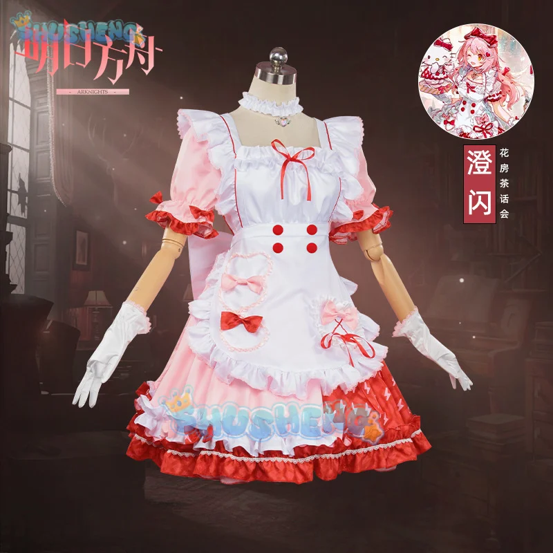 

Anime Game Arknights Goldenglow Cosplay Costume Flower House Tea Party Red and White Lolita Woman Sexy Lovely Christmas Suit