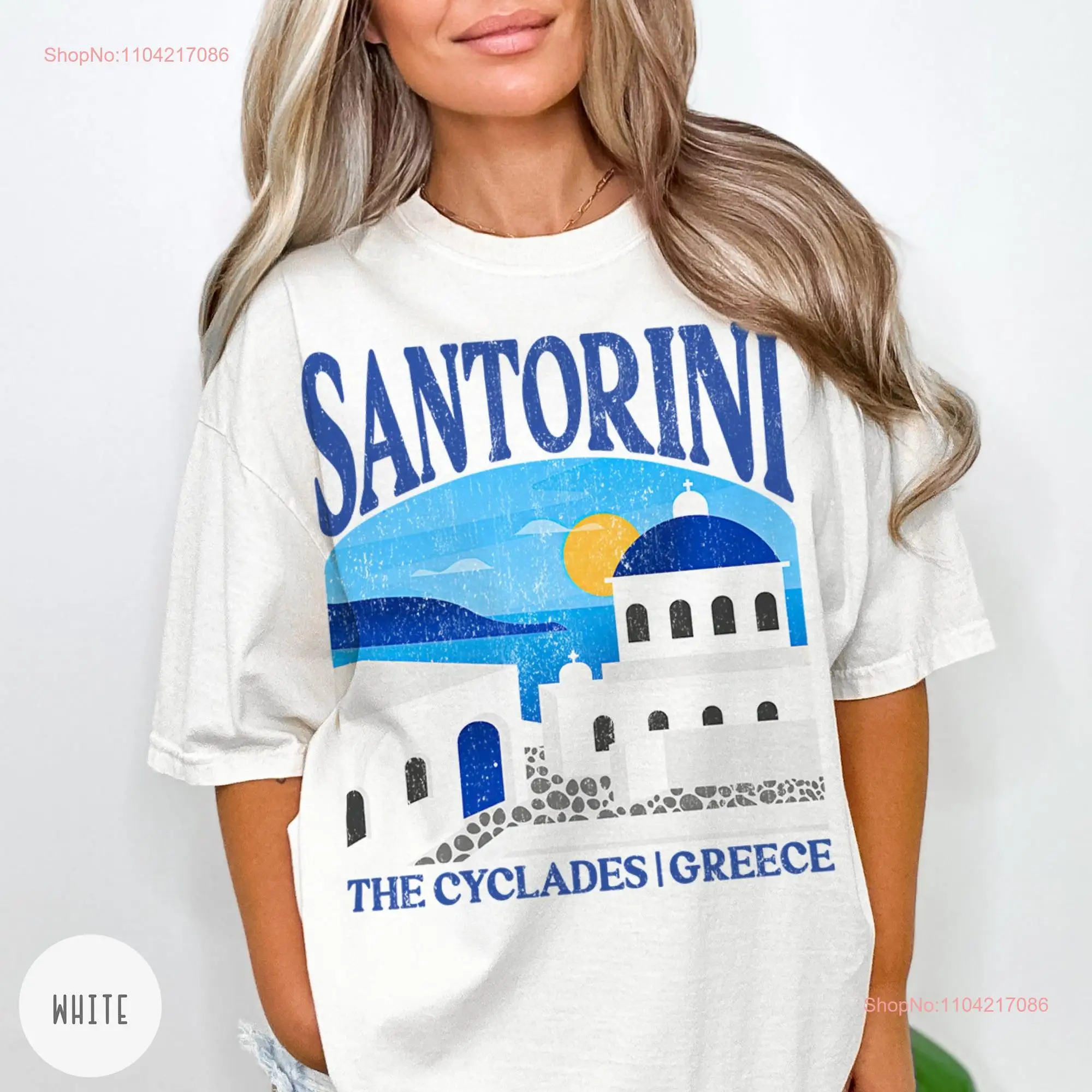 Greece T Shirt Santorini Greek Honeymoon Mykonos Athens Isles long or short sleeves