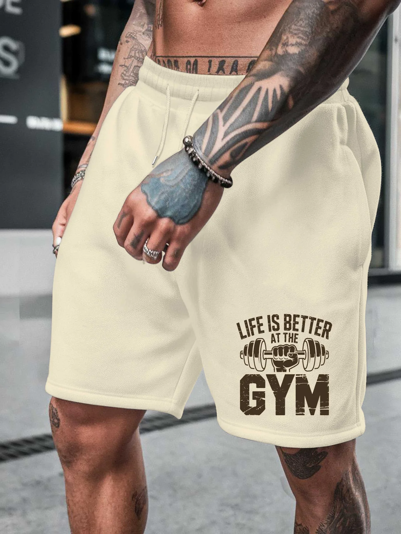 Summer Men's Casual Gym Print Shorts Breathable Skin-friendly Fabric Stylish Versatile Suitable for Sports and Everyday Wear