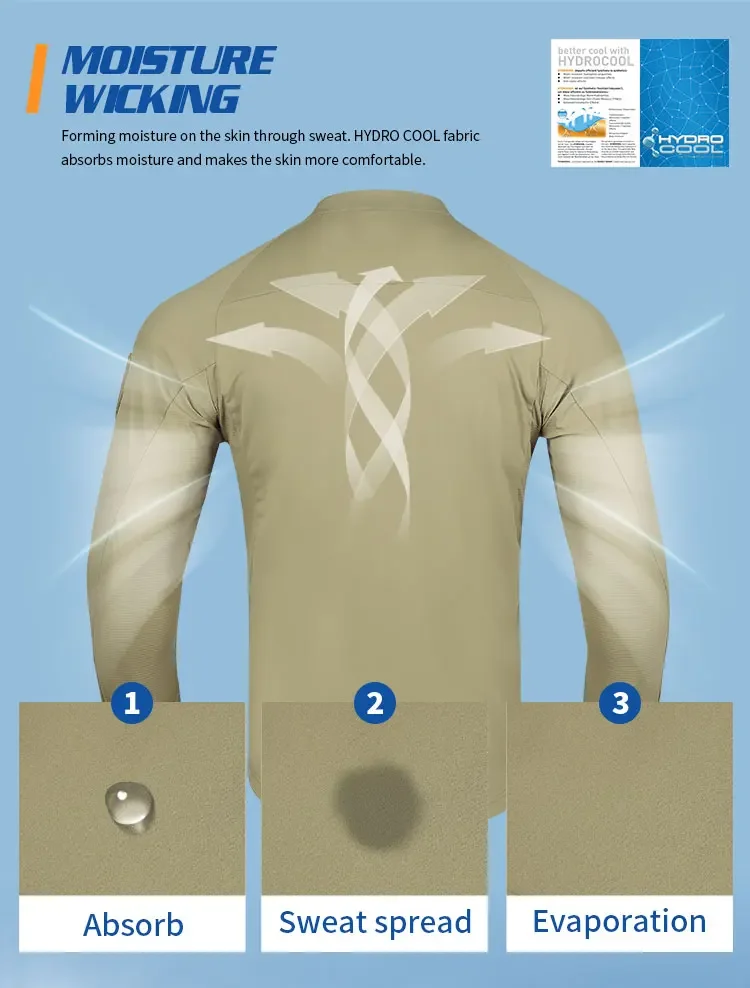 Emersongear Blue Label Hunter Sonnenschutz-T-Shirt, langärmeliges Poloshirt, tägliches Oberteil, T-Shirt, Fitness, ergonomisch, elastisch, UPF100+ – Detail 3