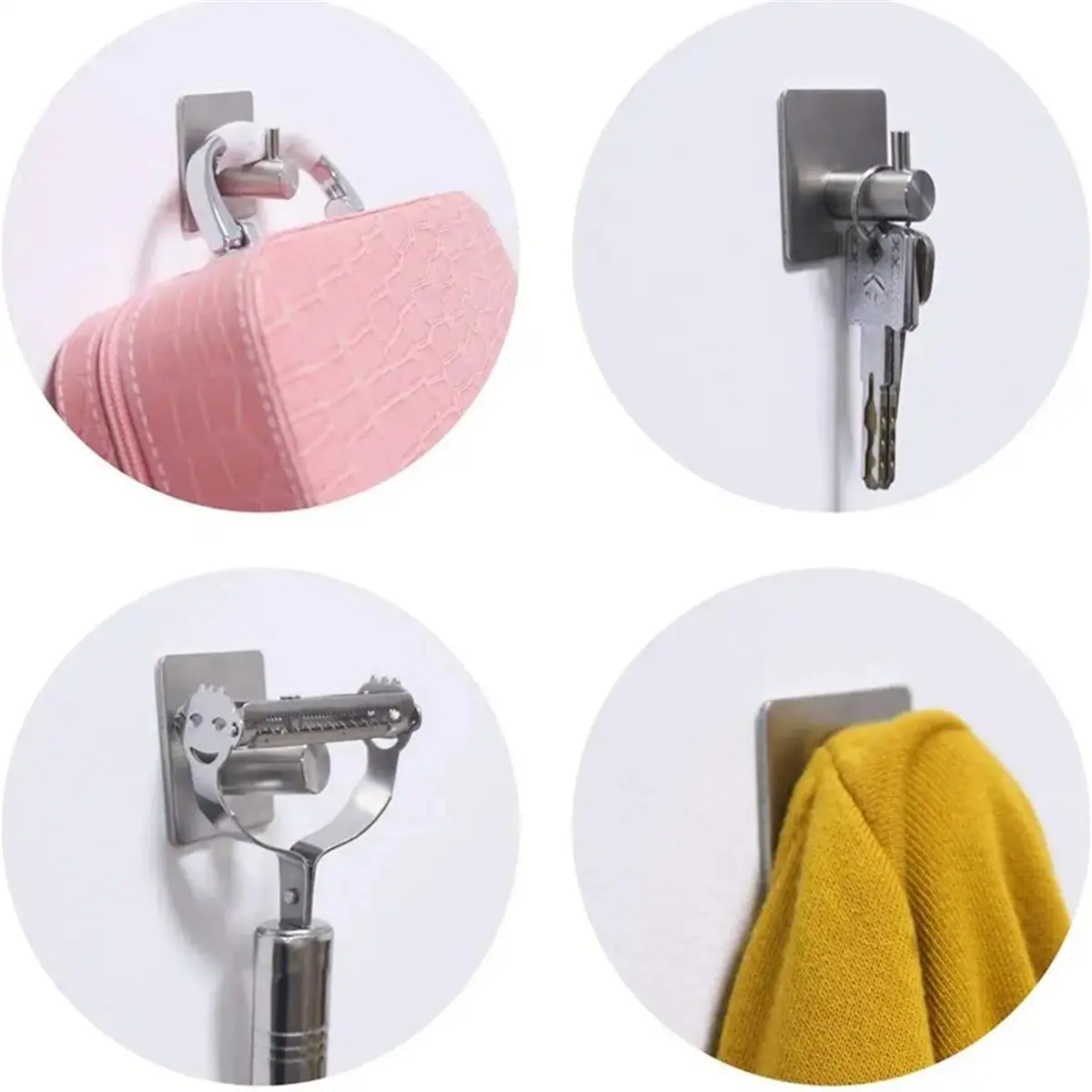 Stainless Steel Self Adhesive Hooks Sticky Wall Door Hook Robe Tea Towel Rustproof Towel Rack, Clothes Coat Hanger