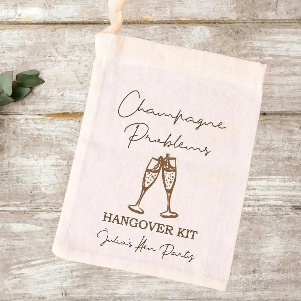 20 pcs Personalised Champagne Problems Hangover Kit,Hangover Recovery Kit Bags,Bachelorette Party Favour Bags,Hen Party Bags