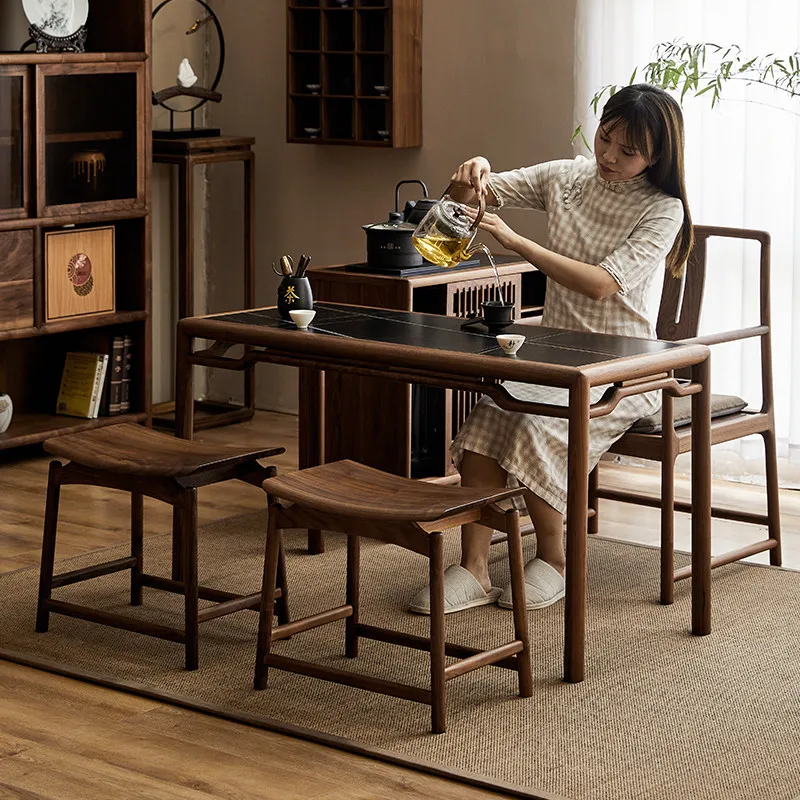 Black Walnut Wood Saddle Stool Black Walnut Dressing Stool Curved Seating Dining Table Seats Versatile Scene Modern Furniture