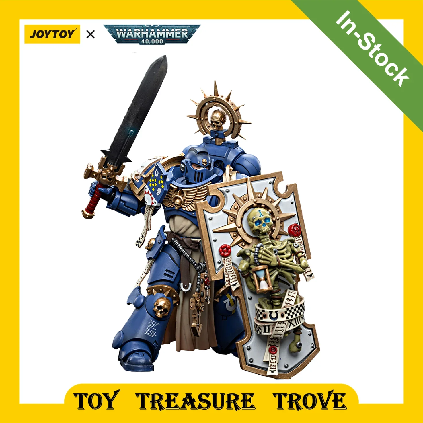 

[In-Stock] JOYTOY Warhammer 40k 1/18 Action Figure Ultramarines Primaris Captain Relic Shield Power Sword Anime Military Model