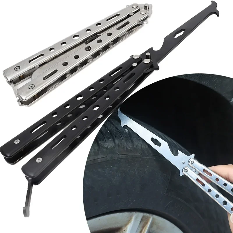 New Stainless Steel Folding Tyre Stone Removal Hook Auto Motorbike Tyre Tread Groove Stone Debris Removal Tool Car Repair Tools