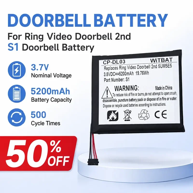 

For Ring Video Doorbell 2nd Generation Electronic Doorbell Cat Eye Battery Powered S1