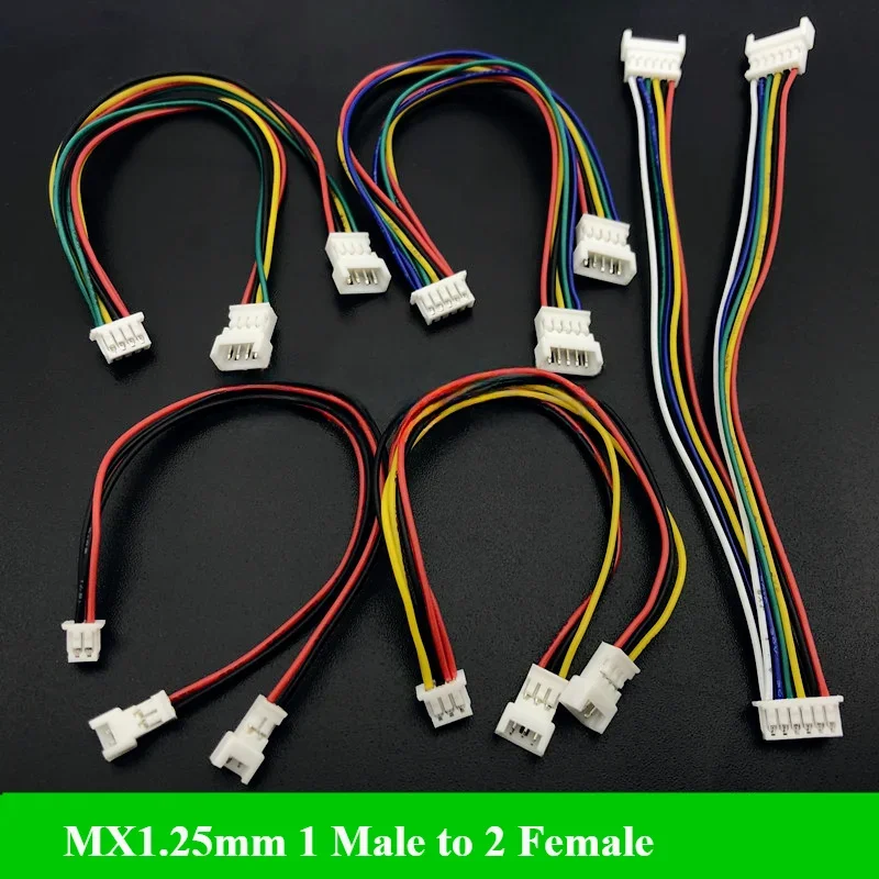 

1/5/10Pcs/lot JST1.25MM MX1.25MM 2PIN 3PIN 4PIN 5PIN 6PIN Male To FemaleX2 Cable Extended Wires 100MM length