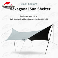 Naturehike Outdoor Hexagonal Sun Shelter 8-10 Persons Large Area 20㎡ Black Sealant Sunscreen Canopy Camping Portable Sunshade