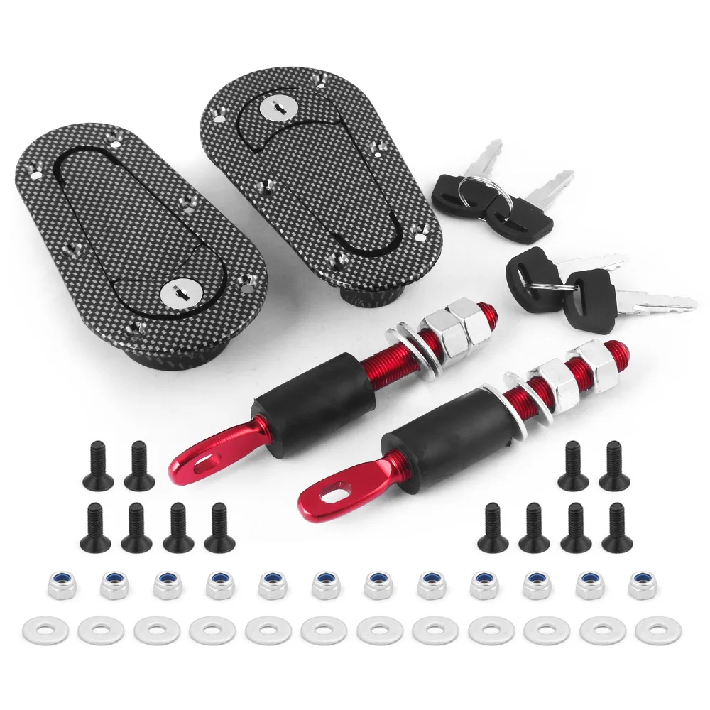 Racing Car Quick Release Bonnet Lock, capuz pinos trava com chave bloqueio Kit