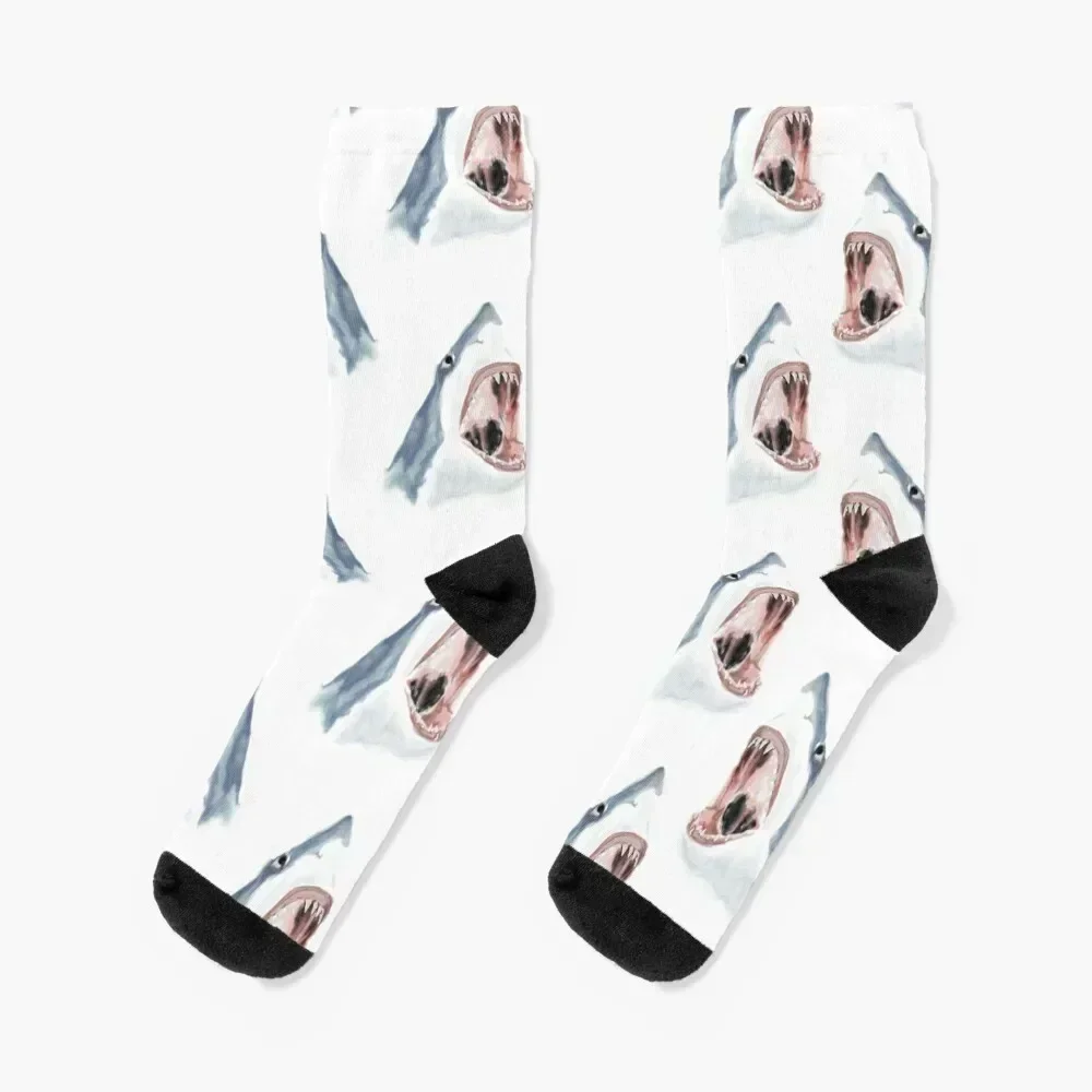 

Great White Shark Painting Pattern - Jawesome Socks football Climbing Boy Child Socks Women's