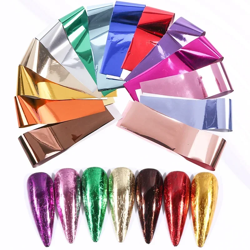 14pcs Charm Foils for Nail Holographic Transfer Foil Wraps Sticker Decals Starry Paper Manicure Decor Set Nail Art Tips