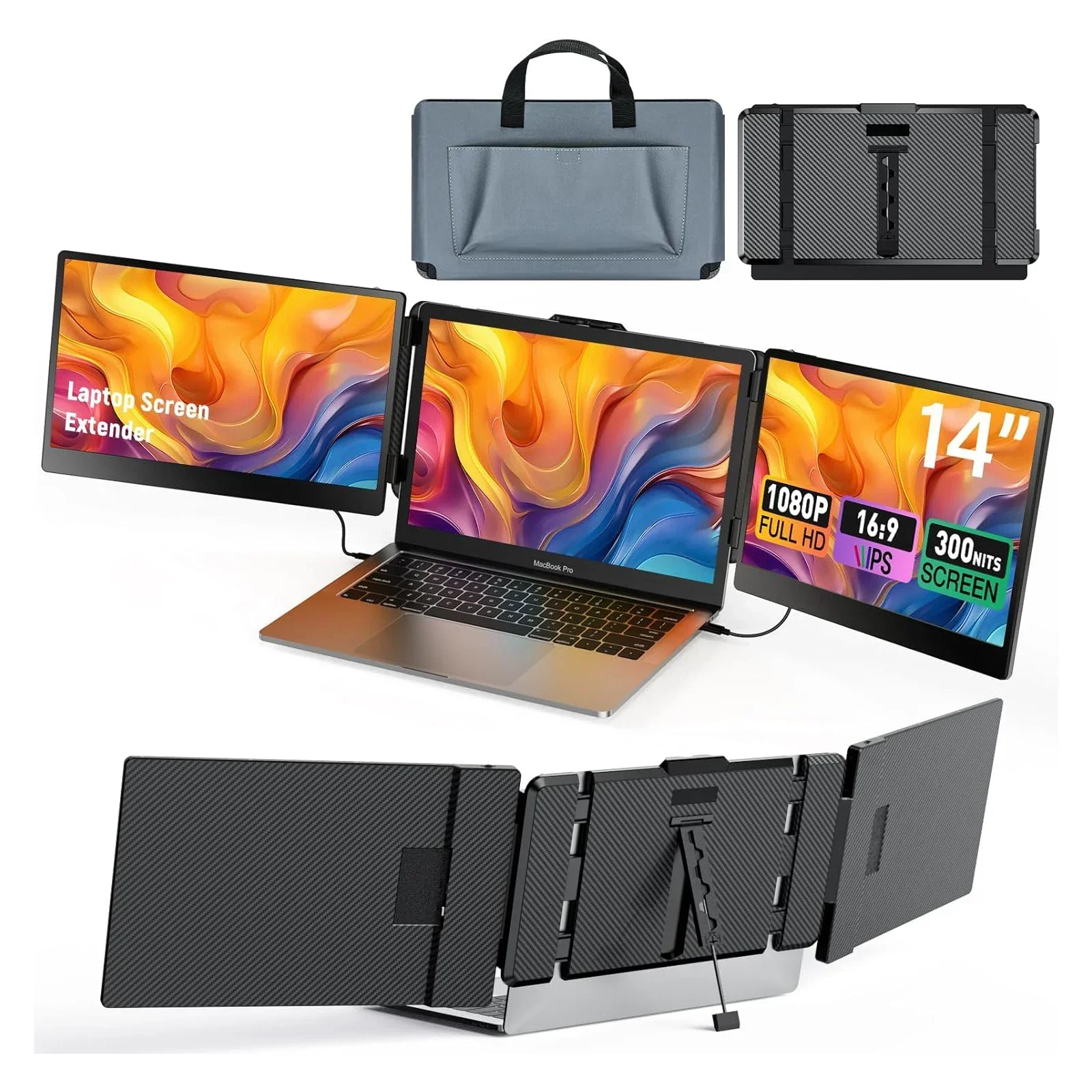 New S2 Laptop Screen Extender FHD 1080P IPS Ultra Slim 180°Rotating Triple Portable Monitor With Dual Speaker Fit For 13-17''Lap