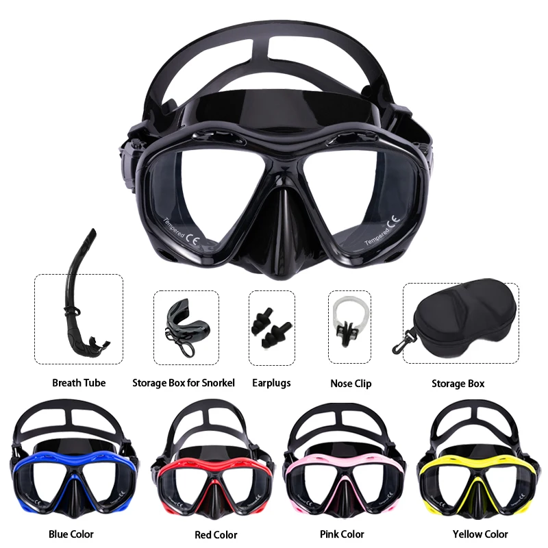 성인용 김서림 방지 프리다이빙 마스크 (내구성 강화 유리 & 편안한 실리콘) - 전문 스노클링 장비, 선명한 시야