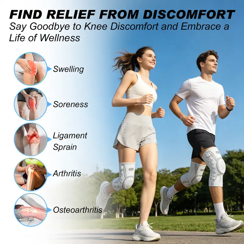 Kuangmi Smart Knob Knee Brace with Patella Gel Pad and Lateral Stabilizer, Compression Knee Brace for Exercise (Single), KMh752 - Image 3