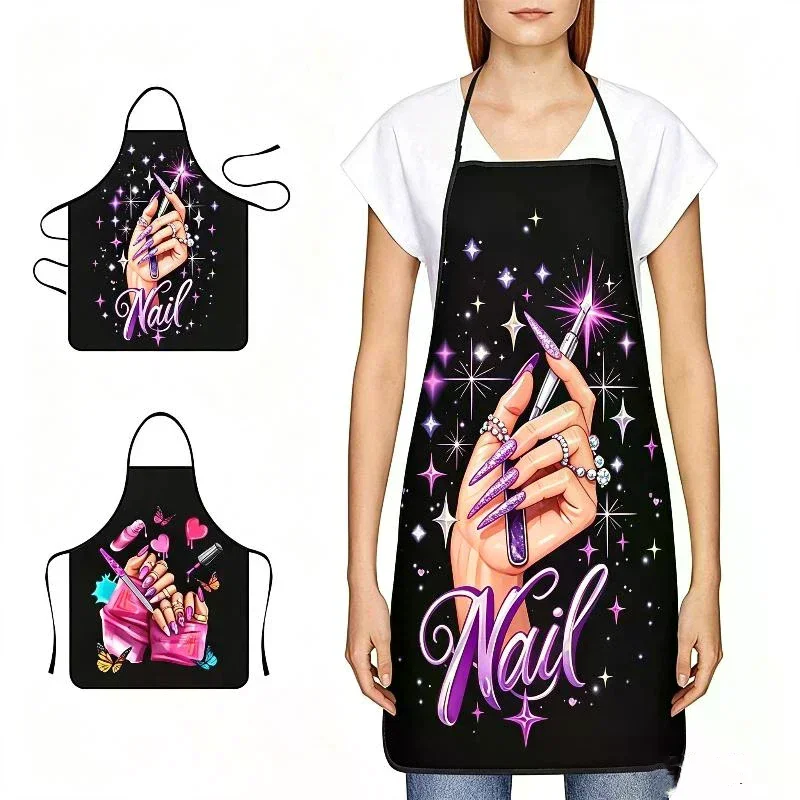 Fashion Nail Artist Nail Salon Apron For Men Women 3D Printing Anti Fouling And Waterproof Creative Household Chef Cooking Apron