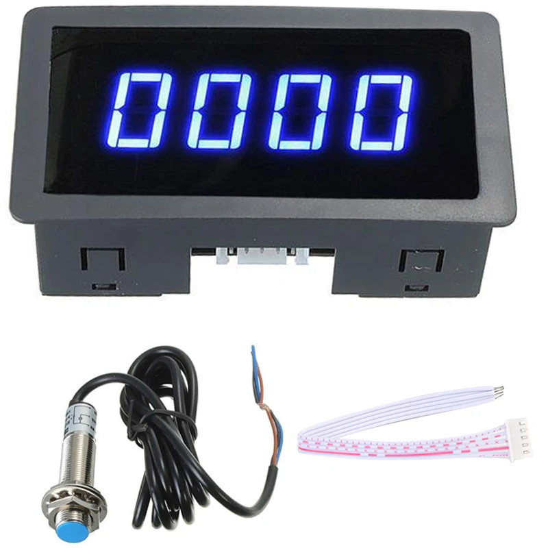 

4 Digital LED Blue Tachometer RPM Speed Meter+Hall Proximity Switch Sensor NPN