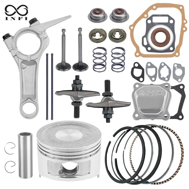 Lawn Mower Power & Cylinder Assembly Rebuild Kit Includes Piston, Connecting Rod, Gasket, Valve, Spring, Push Rod, Rocker Arm