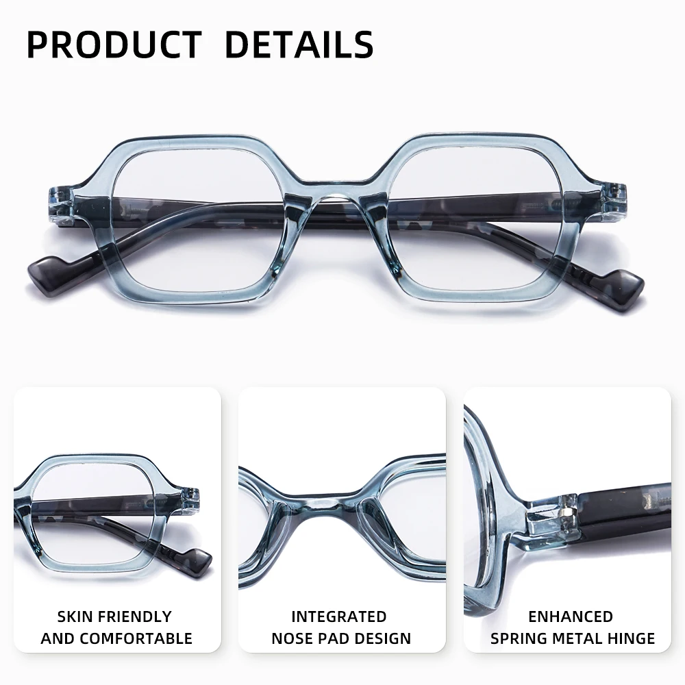 FORQUEEN Retro Lesebrille Frauen Kleine Quadratische Rahmen Presbyopie Hyperopie Gläser 1,0 ~ 3,5 Optische Linse Rezept Brillen – Detail 1