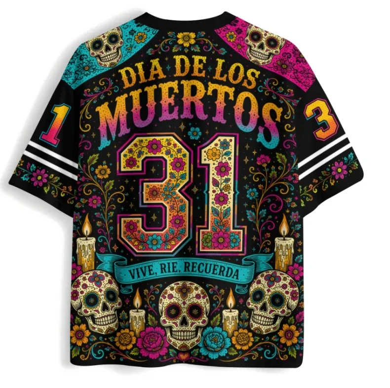Day of The Dead V-neck Painted Sugar Skeleton Katrina Floral Print Short Sleeved Mexican Day of The Dead Loose Casual Top