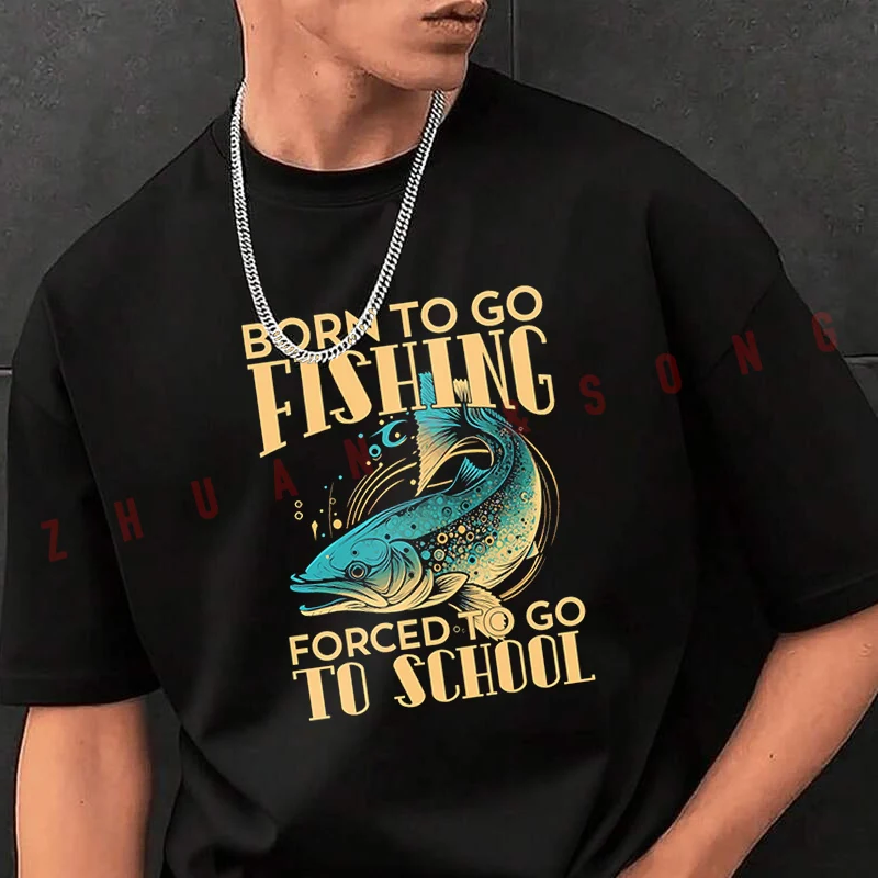 

Мужская модная футболка с принтом Born To Fishing, повседневные модные футболки на лето, удобные топы с короткими рукавами