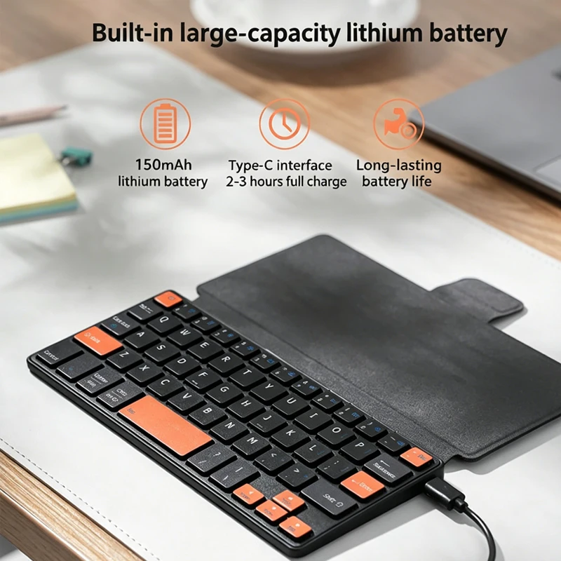 Foldable Travel Wireless Keyboard with Touchpad Rechargeable Dual Bluetooth Keyboard with Large Trackpad & Any-Angle Stand