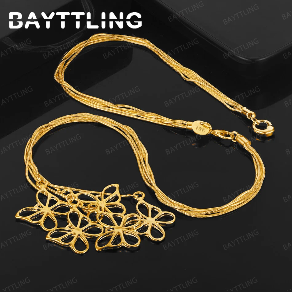 

925 Sterling Silver 18K Gold Exquisite Butterfly Pendant Necklace Women's Fashion Party Gift Jewelry Charm Wedding Accessories