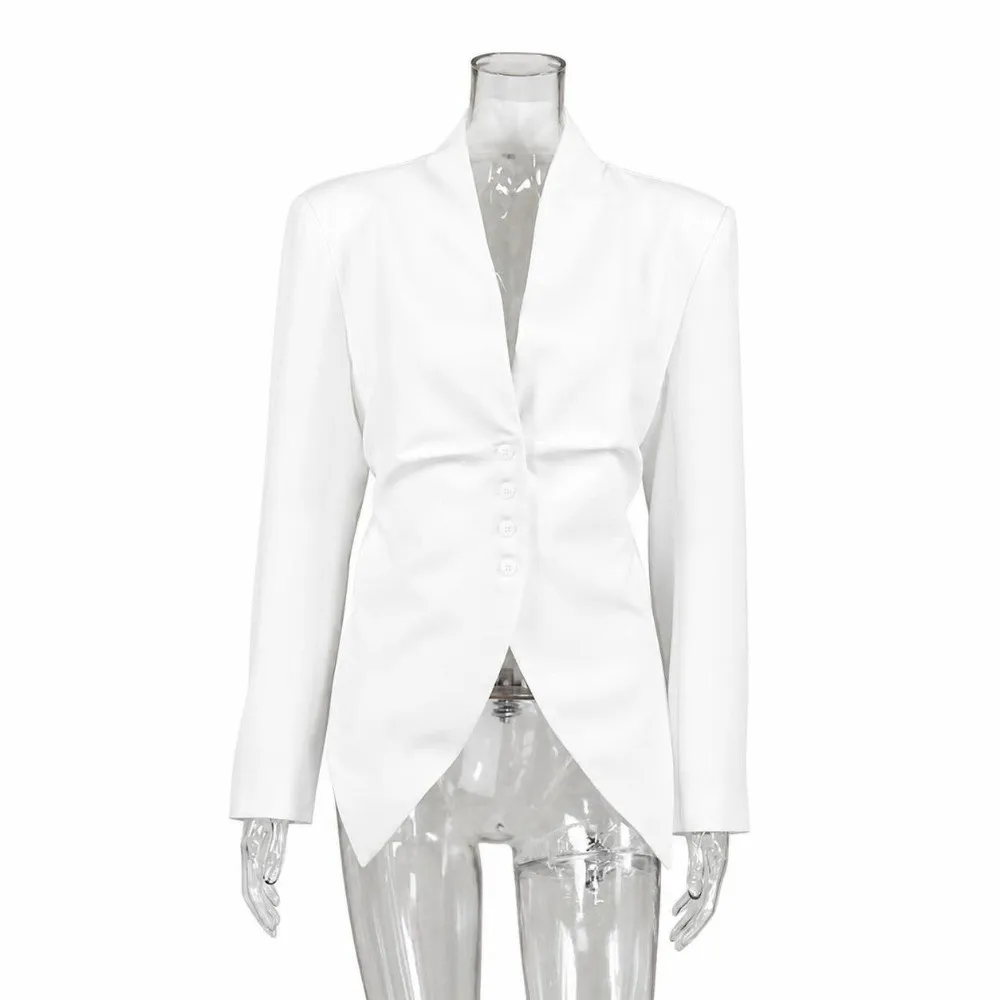 V Neck Women Blazer Suit Soft Weave Wrinkle Resist V Neck Blazer Boxy Silhouette Elegant Waist Curve Boxy Cut Jacket