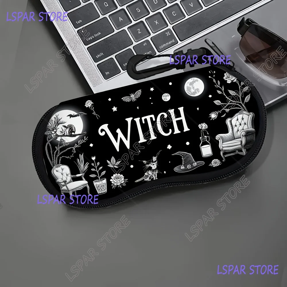 

Halloween Witch Woven Fabric Glasses Case with Zipper Durable and Stylish Eyeglass Pouch for Both Men and Women Glasses Eyewear