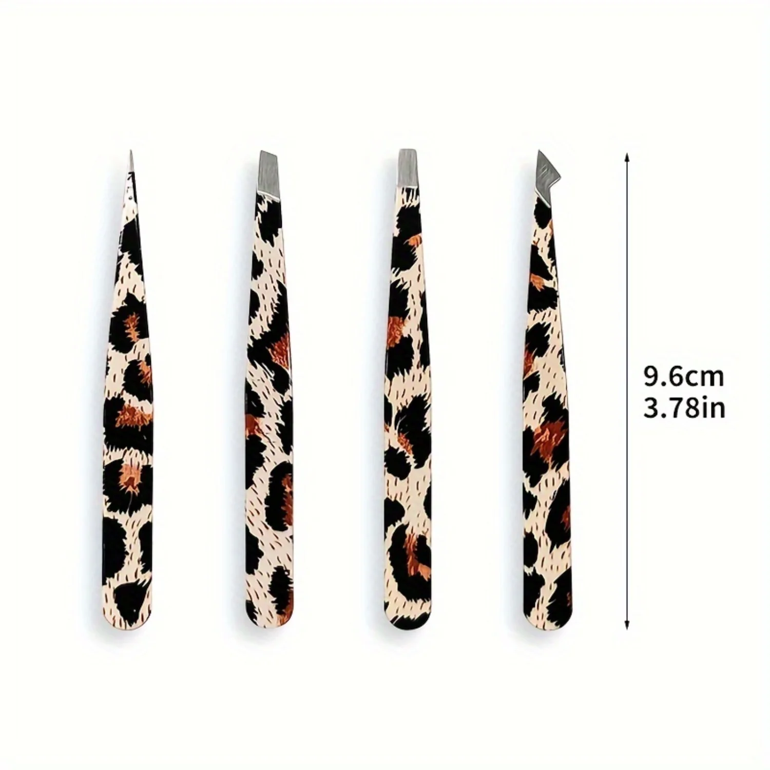 4pcs. Beauty Facial Retouching Leopard Print Tweezers, All-metal , High-precision Clamp, Can Be Used To Retouch Eyebrows, Eyelas
