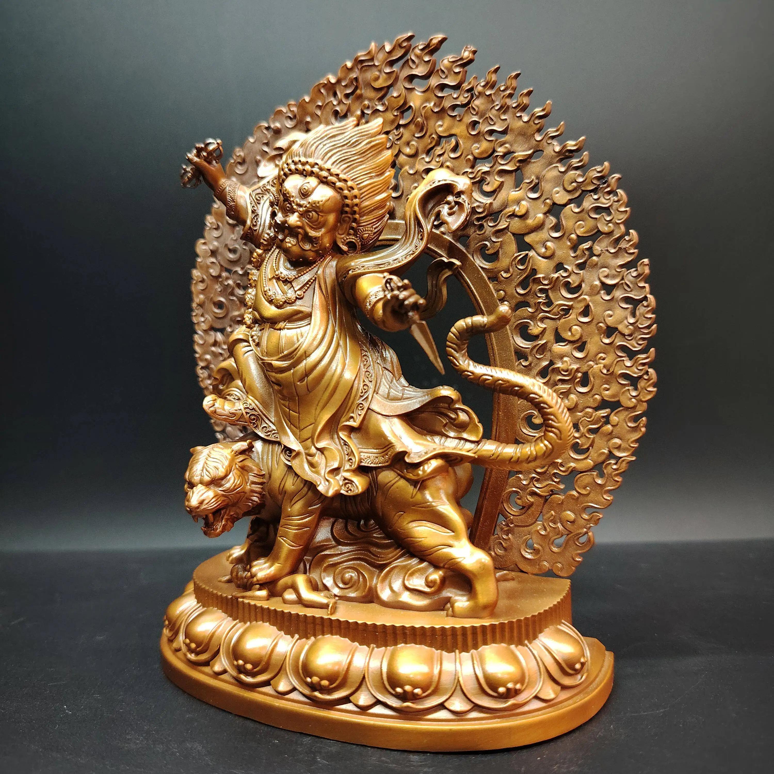 Nepal Antique Copper Guru Dorje Drolo Wrathful Statue 15cm Desktop Altar Protection
