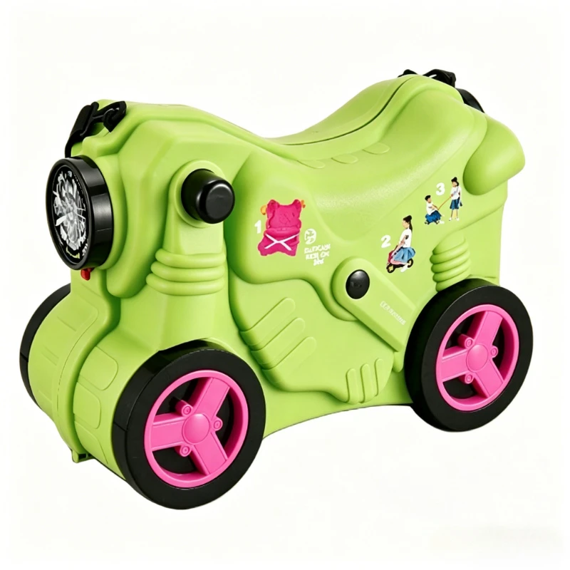 Fotografia 4: Mala de Viagem Infantil para Moto – Carrinho de Plástico Portátil Divertido com Rodas Unidirecionais