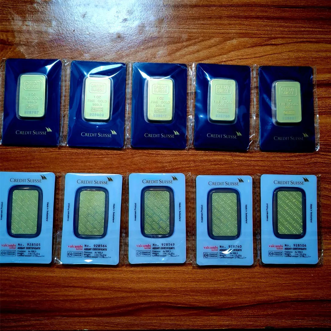 10 шт. Suisse, 1 унция, золотой слиток, швейцарские золотые слитки, немагнитные 24-каратные позолоченные латунные сердечники, поделки 10 шт. Suisse, 1 унция, золотой слиток, швейцарские золотые слитки, немагнитные 24-каратные позолоченные латунные сердечники, поделки