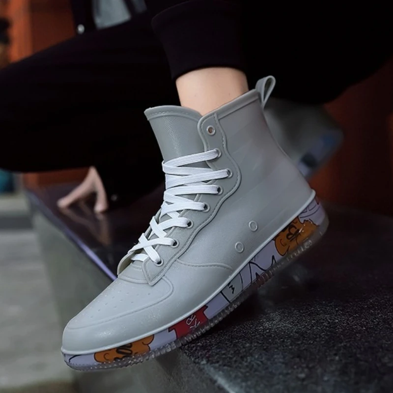 

Высококачественные модные камуфляжные резиновые сапоги на мягкой подошве, нескользящие водонепроницаемые ботинки на плоском каблуке с круглым носком для всех четырех сезонов