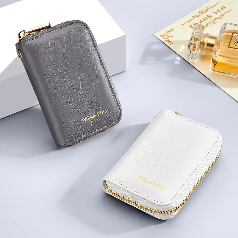 Genuine Leather Women's Fashion Card Holder Personalized Small Card Bag Men's Multifunctional Card Clip