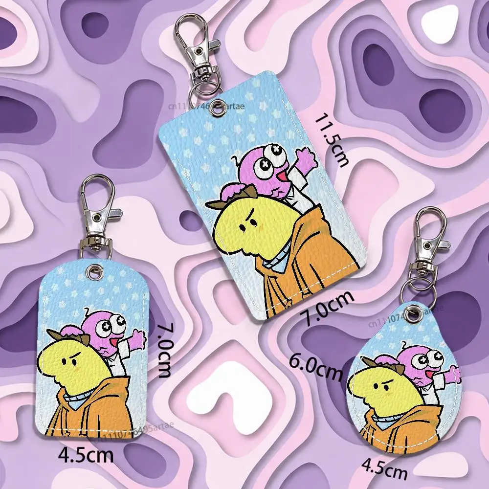 S-Smiling F-Friends Custom Card Case Leather Card Holder Keychain Key Ring Transportation Card Case view 4