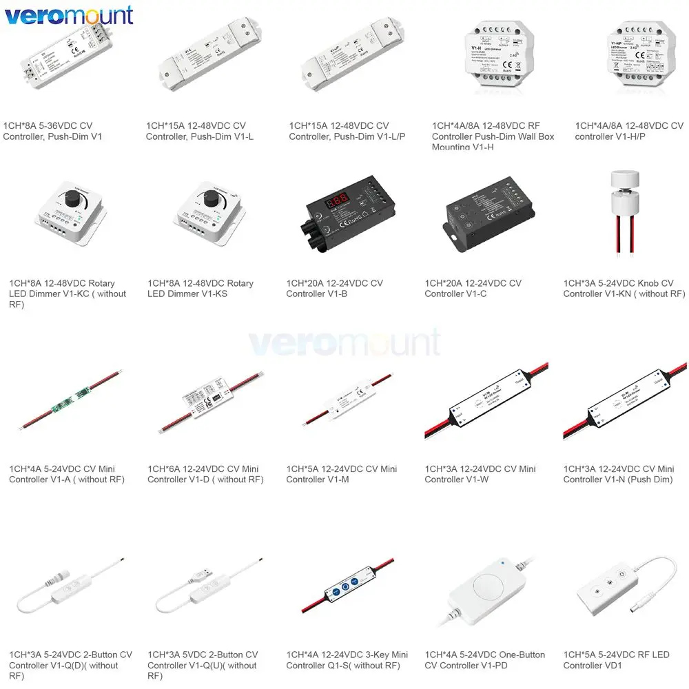 Skydance DC 12V 24V LED Dimmer Controller V1 V1-L V1-L/P V1-H V1-H/P V1-F V1-T V1-K V1-C 2.4G RF Remote for Single Color Strip