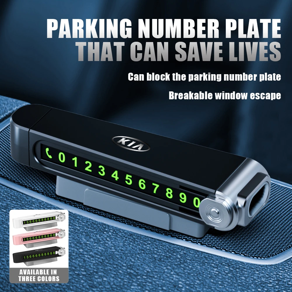 Car Emblem Temporary Parking Card Phone Number Holder Auto Accessories For KIA Rio Soul Seltos Forte K5 K3 Niro Picanto Stinger view 2
