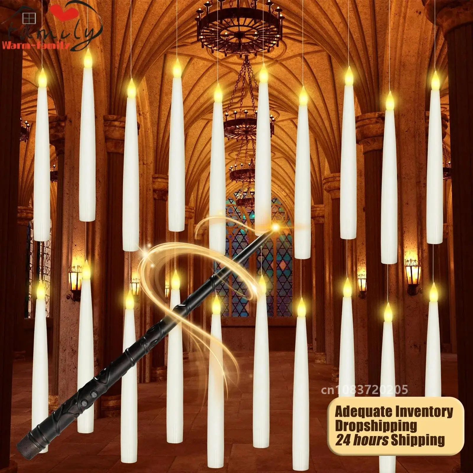 

10-200Pcs Floating Candles with Magic Wand Flickering Warm Light LED Flameless Candle Taper Candles for Christmas/Wedding/Party