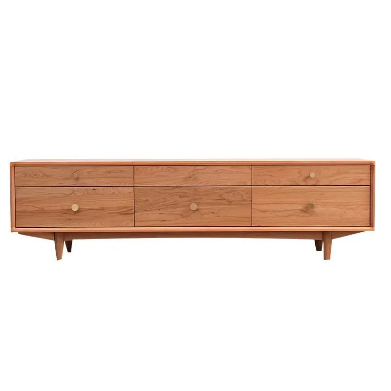 

Nordic cherry wood TV cabinet, coffee table combination small apartment, modern pure solid wood floor