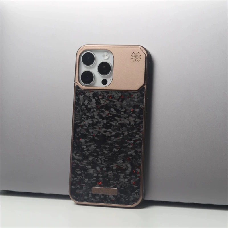 Luxuriöse geschmiedete Kohlefaser-Magsafe-Telefonhülle für iPhone 16 16pro 15 Pro Max, kabelloses Laden, Metall, rahmenlose, stoßfeste Abdeckung