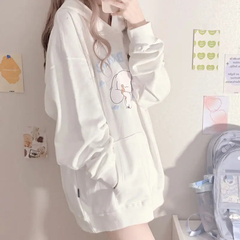 Anime Sanrio Kawaii Cinnamoroll Plush Hoodie Girls Clothes Women Loose Plush Woman Sweatshirt Sweet Cute Graphic Hoodie Gifts