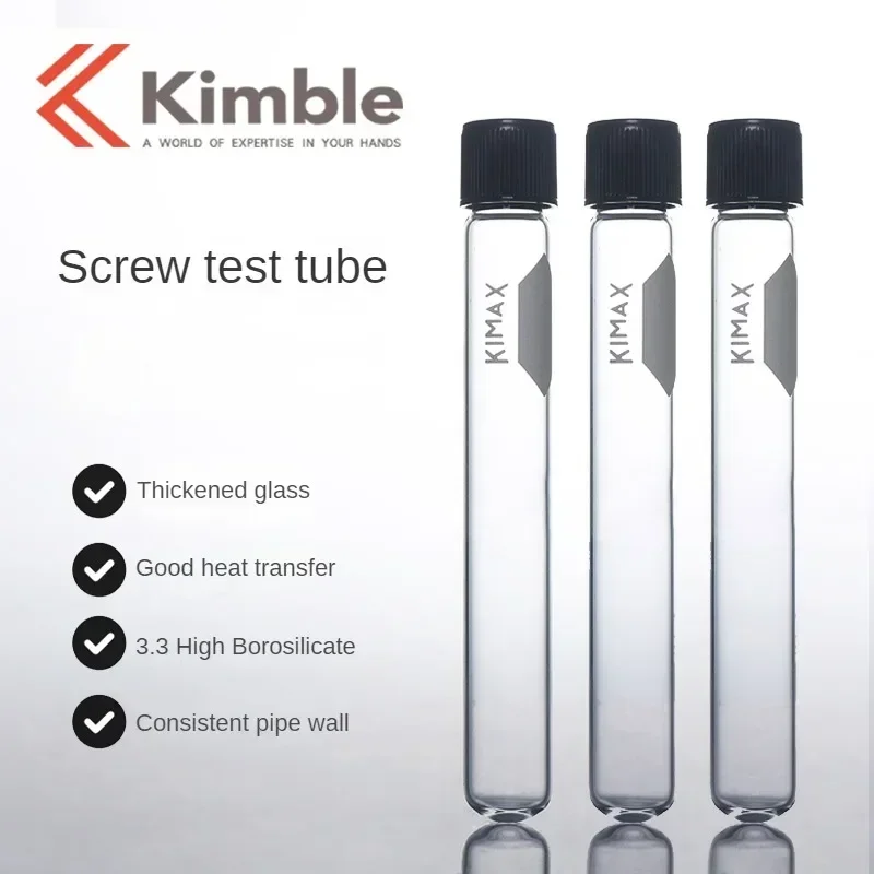Kimble Glass Test Tubes Borosilicate Thickened Screw Top Black Cap Tubes Rubber Gasket  8 12 16 20 25 30 50 70ml