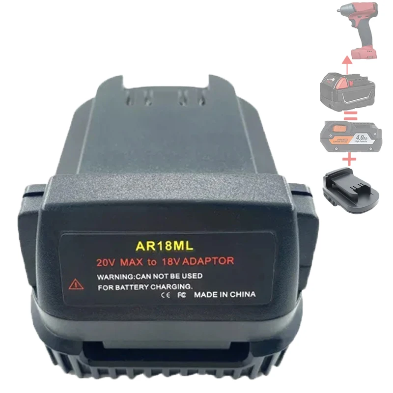 

Battery Converter Adapter AR18ML for Milwaukee 18V Li-ion Battery Power Tools Compatible for AEG / Ridgid 18V Li-ion Batteries